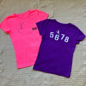 2 Dance for Joy Tees, Sz. Medium 7/8, Pink & Purple